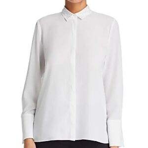 Le Gali Frances Rhinestone-Collar Blouse MSRP $139 Size Small # 5B 999 Blm